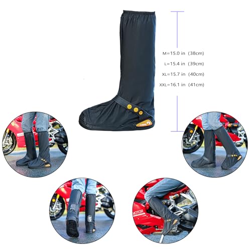 Waterproof Rain Boot Shoe Cover with Reflector Reusable & Foldable - color: Black#Thicked, size: Medium