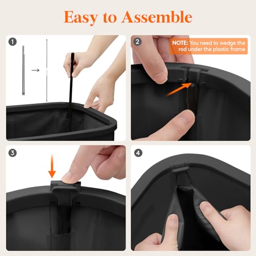 Lifewit 85L Large Laundry Basket with Lid, Laundry Hamper with Plastic Handles and Removable Bag, Foldable Tall Dirty Clothes Hampers for Laundry for Laundry Room, Bedroom, Bathroom, Dorm, Black - color: Black, size: 85L