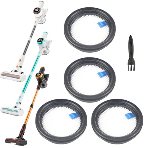 4Pack Hepa Filters Replacement Compatible with Tikom V500 Cordless Vacuum Cleaner. Washable Filters Works with Tikom 40kpa Stick Vacuum.