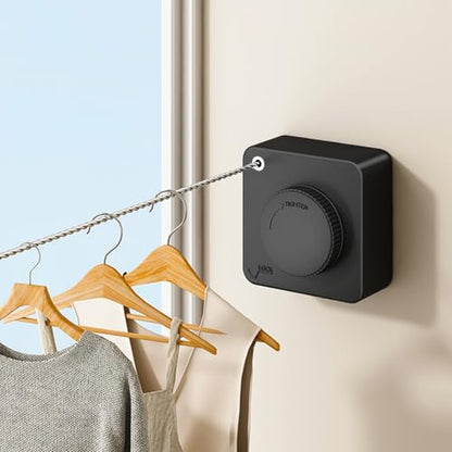 Retractable Clothesline Indoor Outdoor 16.2Ft Non-Sag(1, Black) - color: Black