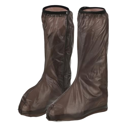 HARFINGTON Waterproof Shoes Cover L (US 20) Non-Slip Overshoes with Zipper - color: Brown, size: S (US 4)