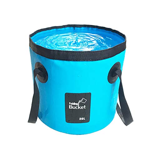 Sunglow Collapsible Fishing Bucket, 3&5 Gallons Multifunctional Portable Wash Basin - Folding Water Container for Camping-Gardening - color: 20l/5gallon(blue)