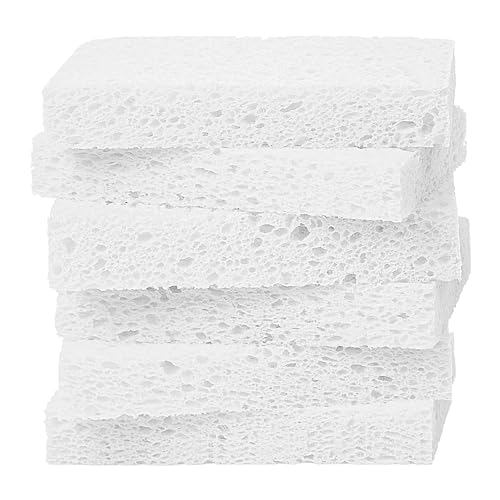 6 Pack White Cellulose Scrub Sponges Non-Scratch Heavy Duty Kitchen - color: White, size: 6 Count (Pack of 1)