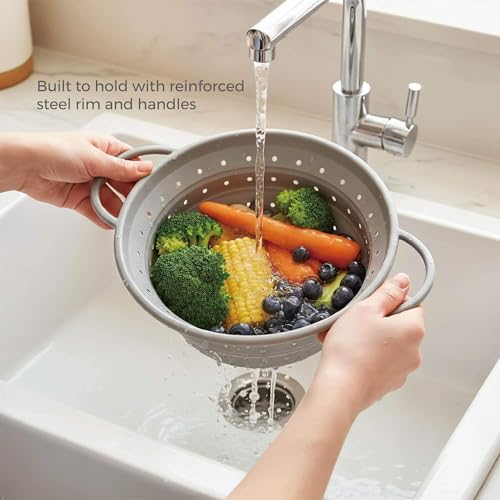 4‑Quart Silicone Collapsible Colander & Kitchen Collapsible Strainer - size: 4-Quart