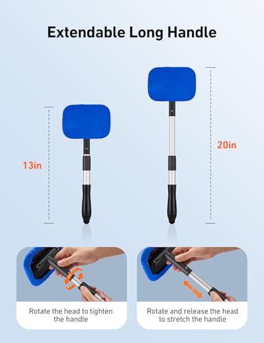 AstroAI Windshield Cleaner Extendable 180° Rotating Handle, Blue - color: Blue