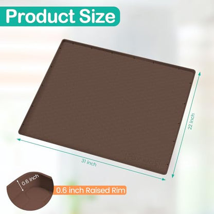 Silicone Under Sink Mat, 31"x22", Waterproof Cabinet Liner, Brown - color: Brown, size: 22"W x 31"L