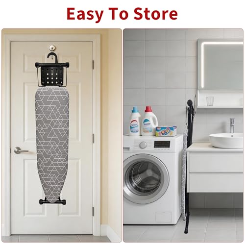 Ironing Board, 43"×13" with Iron Rest, 4 Layer & 7 Adjustable Height Sturdy - color: Geometric Gray, size: 43"L x 13"W