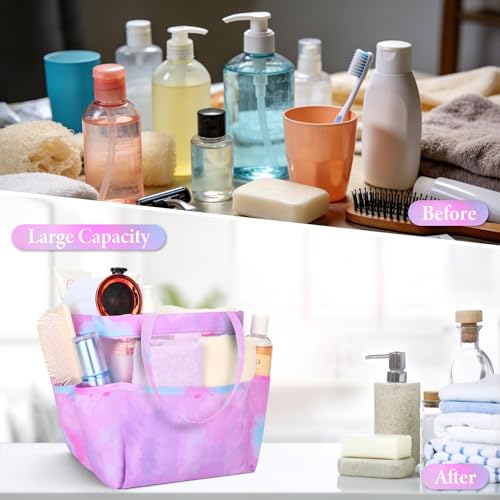 Mesh Shower Caddy Portable - 9 Pockets, Shower Bag for Dorm Room Camping - color: gradient purple