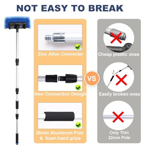 70" Car Wash Brush with Long Handle and 12" Soft Bristle Brush Head, Water Flow-Thru Car Cleaning Brush with Hose Attachment for Cleaning Car, RV, Truck, Boat, Camper, House Siding and More - color: Blue, size: 70"