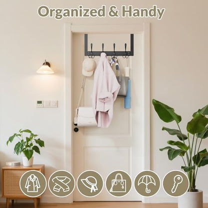 Heavy Duty Over The Door Towel Rack for Bathroom, Black Door Towel Hanger - color: Black