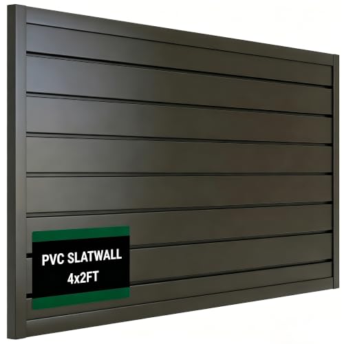 Slat Wall Paneling 4x2 ft Garage Organizer Storage Systems, Heavy Duty PVC Slatwall Panels for Garage Organizer Product, PVC Wall Mounted Tool Storage Slate Board for Home and Workshop (Black) - color: Black, size: 4X2FT