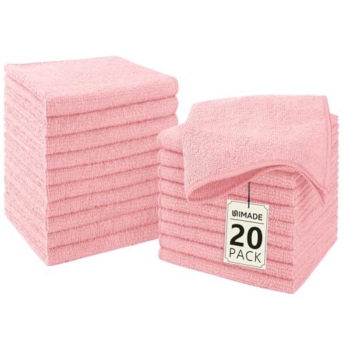 UNIMADE Washcloths 20 Pack Face Towels (12" x 12"), Highly Soft Wash Cloths - color: Pink, size: 20Pack
