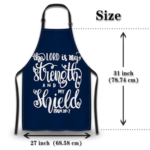 Baking Apron for Men the Lord Is My Strength and My Shield Bible Verse Modern Cute Aprons for Men for Kitchen Cooking Restaurant BBQ Painting Crafting 27” (W) x 31” (H), Waterproof Aprons - color: Bible Verse Modern
