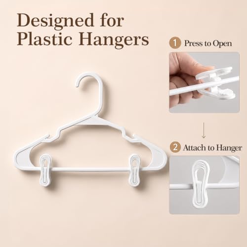 30 Pack Hanger Clips for Pants, Skirts, Baby Clothes, White - color: White