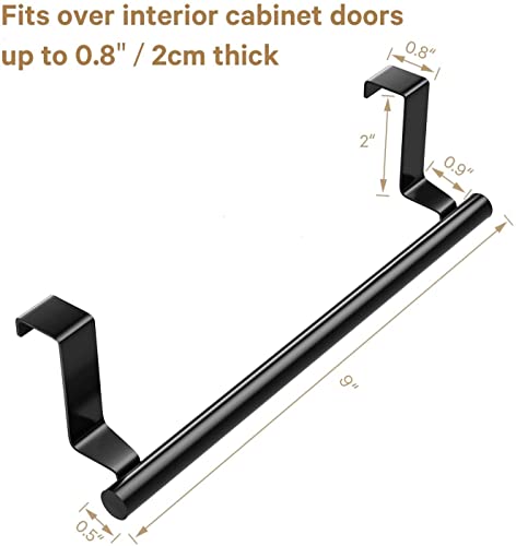 Over Cabinet Towel Bar, Stainless Steel Towel Holder, Black, 2 Pack - color: Black