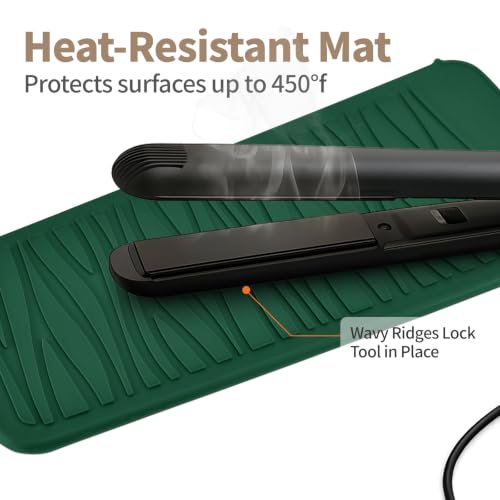 Heat Resistant Silicone Mat for Hair Straightener Curling Wand - color: Hunter Green, size: 1 Pack
