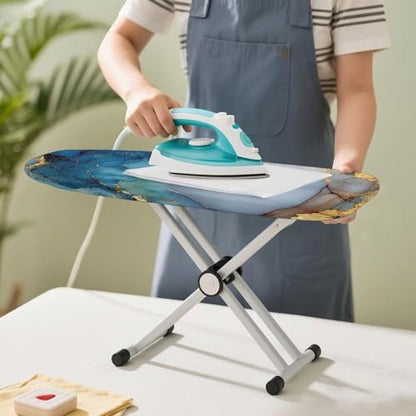 Marble Printed Ironing Board Cover with Elastic Edge, Apartment RVs Anti Slip Iron Board Cover Scorch Resistant, Mini Table Top Ironing Cover Easy Replacement - color: Blue - Marble