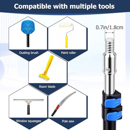 3.3-8 FT Telescopic Extension Pole Aluminum Paint Roller & Cleaning Pole - size: 8 Ft Blue