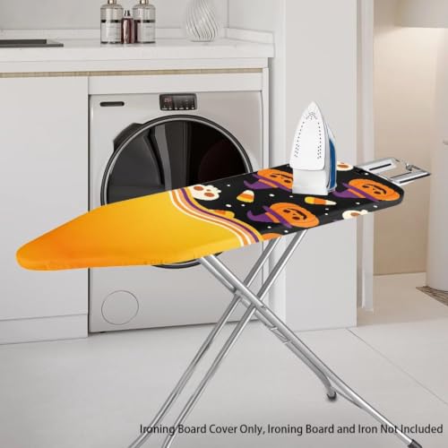 Halloween Pumpkin Ironing Board Cover, Anti-Scald Iron Board Protector with Elastic Edge Standard Size Home Replacement Ironing Accessories Easy to Install Orange - color: Halloween Pumpkin - Orange