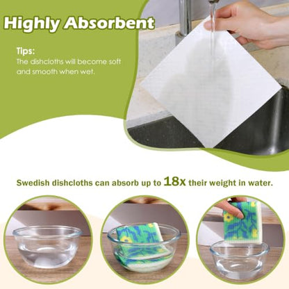 6 Pcs Swedish Paper Cloths for Kitchen, Reusable Paper Towels Washable - color: Colorful Broken Floral