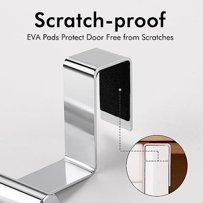 KES Over The Cabinet Door Towel Rack, 2 Pack, Polished Steel - color: Polished Steel