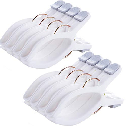 Foshine 8 Pack Large Clips for Beach Chairs, Plastic Clothes Clips White - color: 8 Pack-white