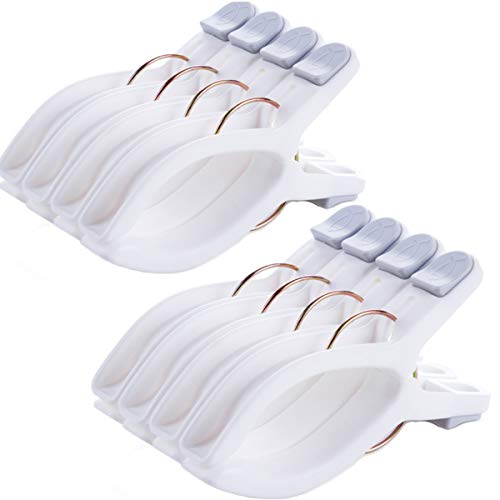 Foshine 8 Pack Large Clips for Beach Chairs, Plastic Clothes Clips White - color: 8 Pack-white