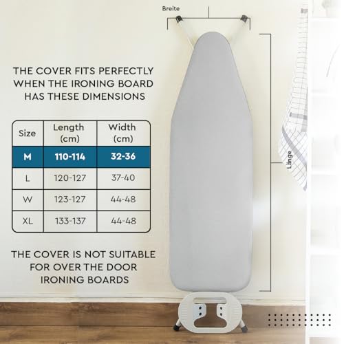 Encasa XO Ironing Board Cover and Pad, 6mm Felt 49"x18" Silver Luxury - size: Wide (49"x18")