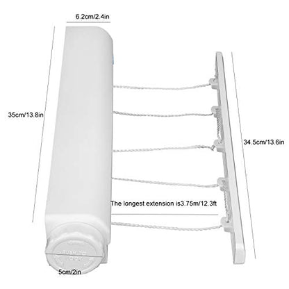 Retractable Clothesline, 3.75m Telescopic Drying Rope Hanger Wall Mounted Laundry Line for Bathroom Balconies (Five Ropes) - size: five ropes, style: five ropes