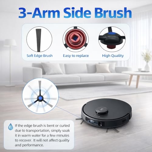 Replacement Parts Accessories Kit Compatible with ECOVACS DEEBOT T30S/ T30S Pro Robot Vacuum Cleaner 1 Roller Brush,6 Side Brushes,4 Hepa Filters,4 Mop Pad,6 Dust Bags