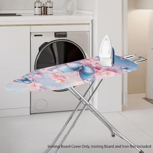 Butterfly Iron Board Cover with Padding 15x54 Inch Standard Size, Stain Resistant Hook Slip-On Iron Board Cover - color: Butterfly