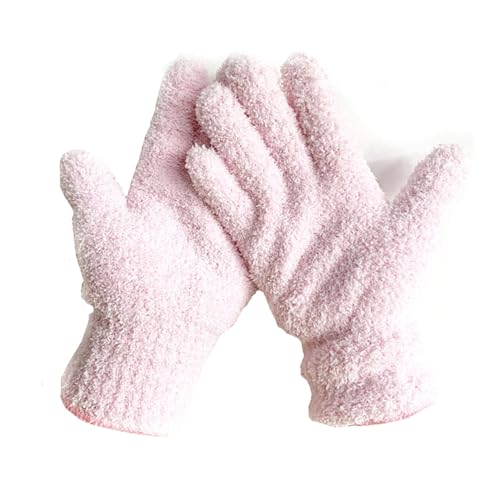 TopHomer Microfiber Gloves House Cleaning Auto Dusting Gloves Coral Fleece for Dusting Furniture and Small Objects - color: Pink