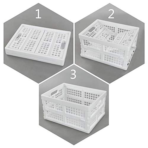 Begale 15 Liter Plastic Collapsible Baskets, 3-Pack Folding Crates, White - size: 14 L