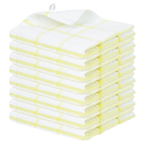 Nialnant 8 Pack Dish Cloths for Washing Dishes - color: Yellow Plaid, size: 12 x 12 in - 8PCS