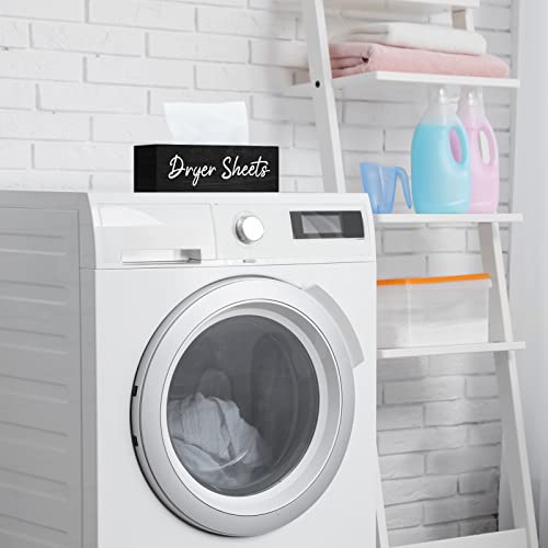 Blulu Dryer Sheet Holder for Laundry Room Wooden Dryer Sheet Container Sheets Dispenser Box Wooden Container Modern for Organizing Fabric Laundry Pods, 7.87 x 4.72 x 2.75 Inches(Black) - color: Black