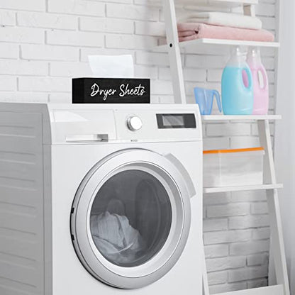 Blulu Dryer Sheet Holder for Laundry Room Wooden Dryer Sheet Container Sheets Dispenser Box Wooden Container Modern for Organizing Fabric Laundry Pods, 7.87 x 4.72 x 2.75 Inches(Black) - color: Black