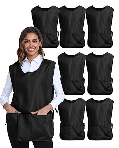 Xeoxarel Unisex Cobbler Apron with 3 Deep Pockets, Smock Vest Apron - color: 7 Pack - Cobbler Apron Black