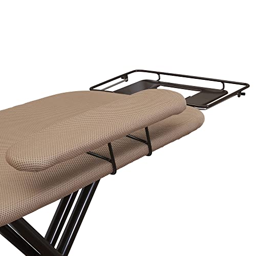 Household Essentials Mega Ironing Board, 4-Leg, Steel Top Pressing Station, Heat-Resistant Fiber Pad and Polyester Cover, Includes Sleeve Board and Iron Rest with Hanger Bar, Bronze Frame - color: Brown/Bronze, size: 49" L, style: With iron station