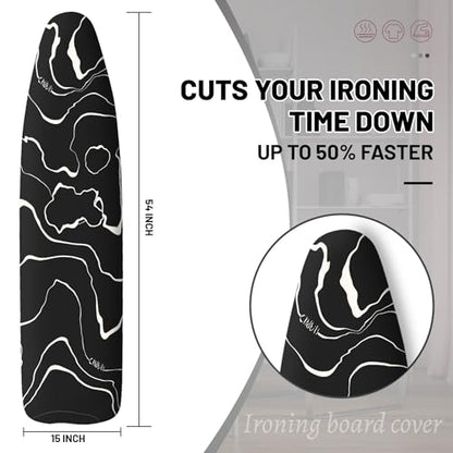 Extra Thick Ironing Board Cover and Pad, 15x54 Ironing Board Cover, Resist Scorching and Staining,Elastic Edges,Modern Art Geometric Black - color: Geometric Black