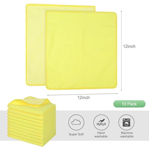 SINLAND Dish Cloth for Washing Dishes Kitchen Washcloth Cleaning Cloth - color: Yellow, size: 12inchx12inch 10pack