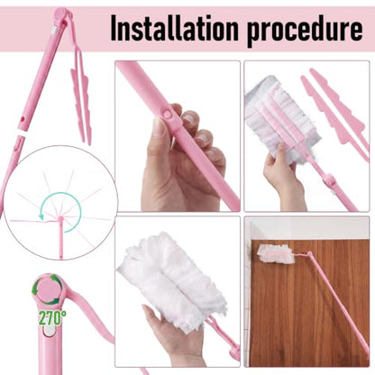 Colingmill 4 Pack Replacement Duster Handles, 3 Ft Extendable, Pink - color: Pink