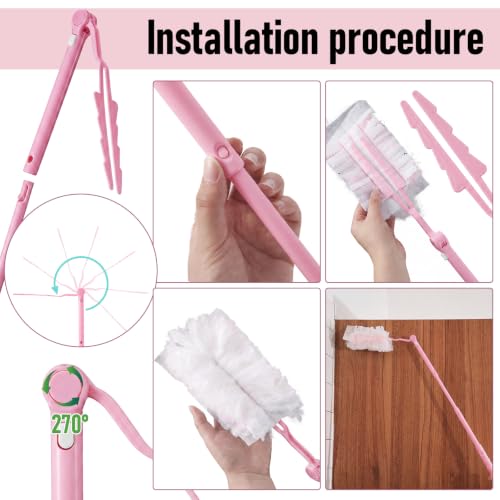 Colingmill 4 Pack Replacement Duster Handles, 3 Ft Extendable, Pink - color: Pink