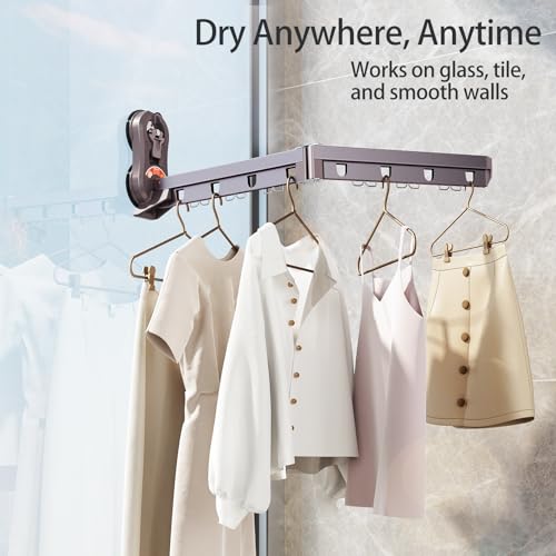 Foldable Clothes Drying Rack with Suction Cup Clothes Rack Portable Drying Racks Laundry Clothes Hanger Collapsible Clothing Racks for Travel Laundry Room Hotel RV Dorm