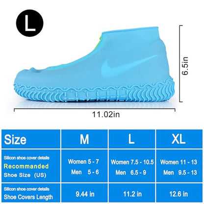 Shiwely Silicone Waterproof Shoe Covers, Upgrade Reusable Overshoes with Zipper, Resistant Rain Boots Non-Slip Washable Protection for Women, Men (L (Women 7.5-10.5, Men 6.5-9), Blue) - color: Blue, size: L (Women 7.5-10.5, Men 6.5-9)