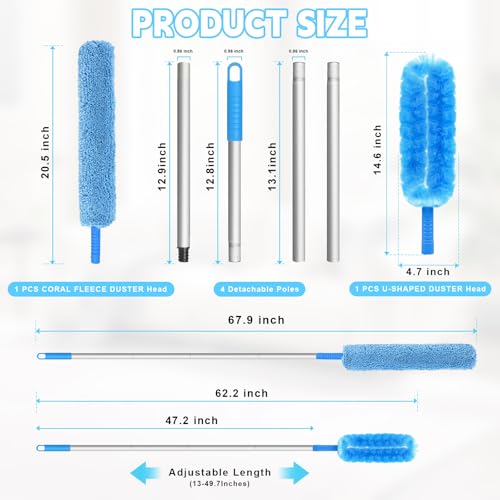 Eunice Ceiling Fan Cleaner Duster with Extension Pole - color: Blue3, size: 4.2FT