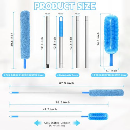 Eunice Ceiling Fan Cleaner Duster with Extension Pole - color: Blue3, size: 4.2FT