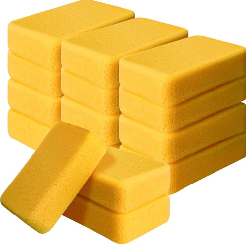 Tioncy 12 Pcs Large Sponges Bulk Car Cleaning Foam Commercial, Yellow