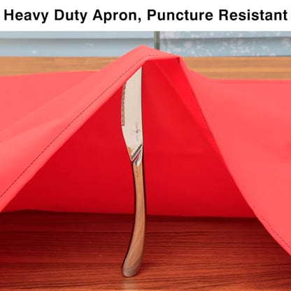 Heavy Duty Waterproof Apron,PVC, Adjustable Cross Strap,Chemical Resistant, for Butchering, Dishwashing, Food Factory - color: Red