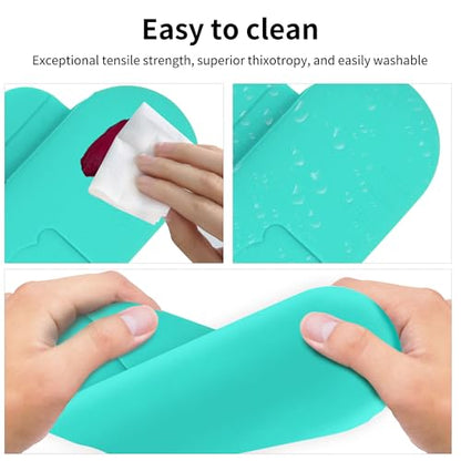 Travel Silicone Makeup Brush Holder with Cleaning Pad and Magnetic Closure - color: Ocean Blue
