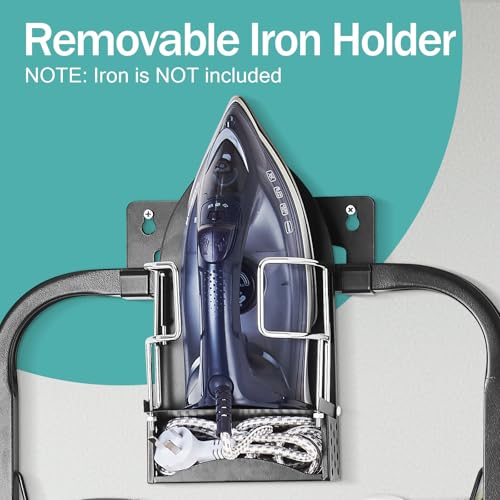 Seiritex Over the Door Ironing Board 14x42 inches with Iron Holder and Pocket Storage Bag, Hanging Iron Board for Home Laundry Room, Black - size: 14x42 inches